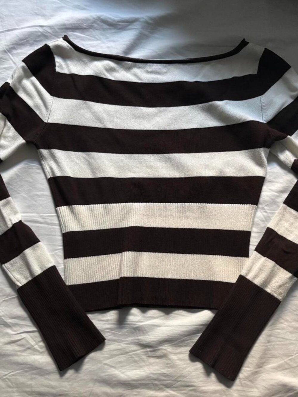 Garage brown and white striped sweater